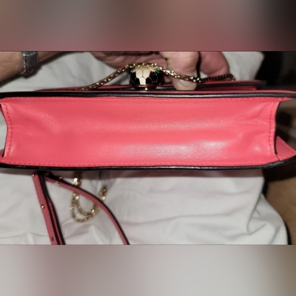 Nwt Bvlgari Serpenti Forever Sea Star Coral Calf Leather And Enamel Shoulder Bag - Picture 3 of 7